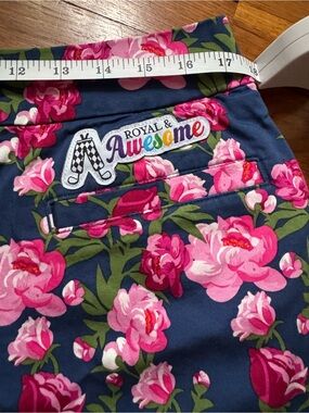 Women’s LN Royal and Awesome Blue Pink Floral Golf Tennis Skirt 8